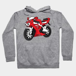 Cute red sports motorcycle cartoon Hoodie